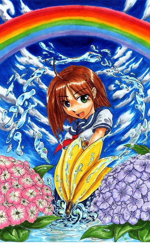 虹を背負う娘