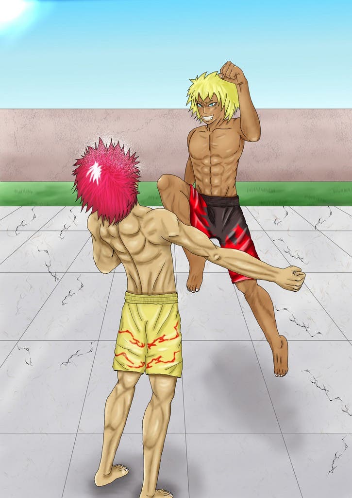 イラスト バトルシーン 飛び膝蹴り 黒熊 小説投稿エブリスタ