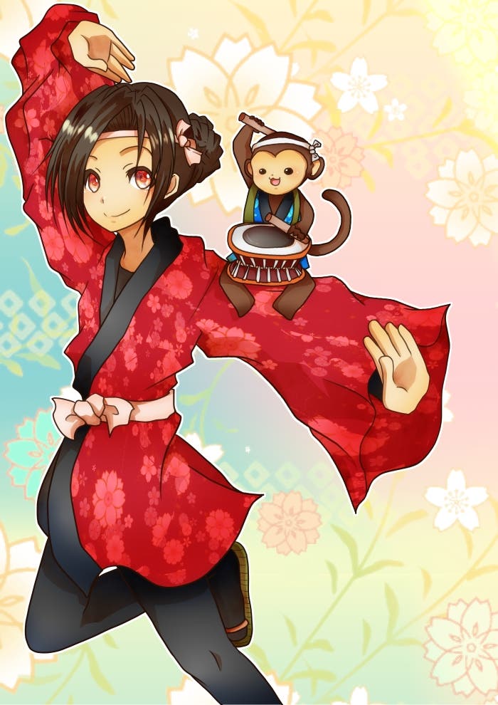 太鼓の音に合わせて