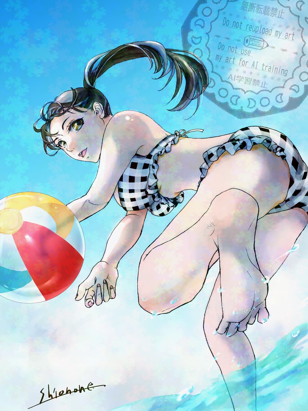 夏の習作（海で水着でビーチバレー！）