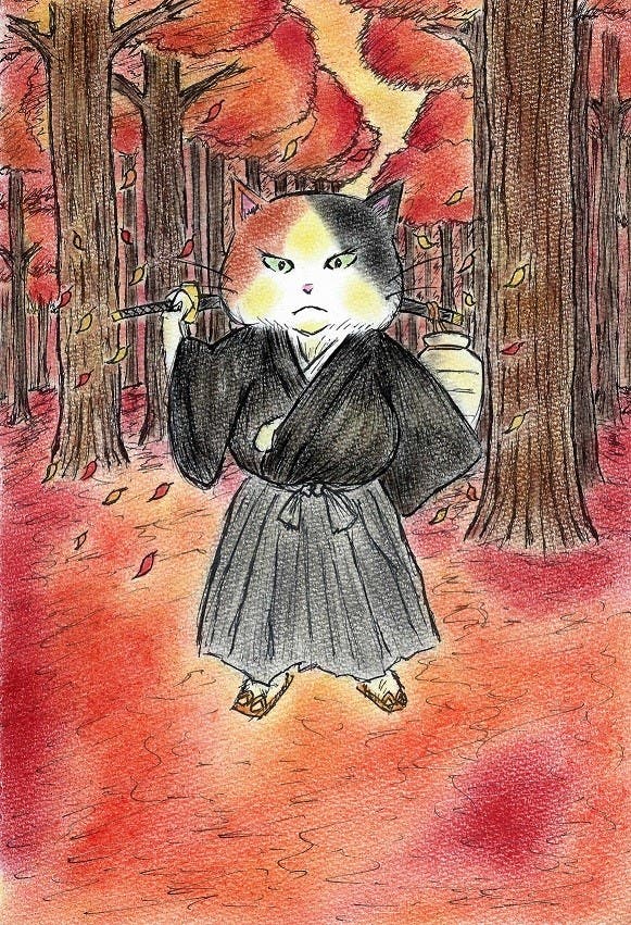 浪人侍ガ紅葉ヲ往ク