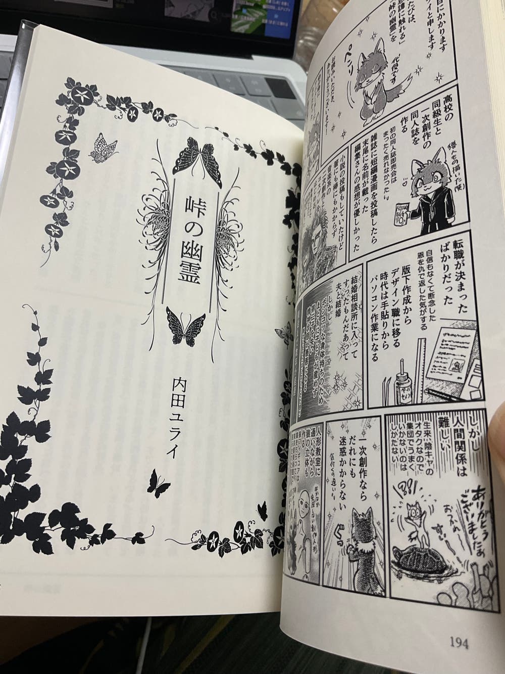 扉絵のデザインと漫画を描いたり